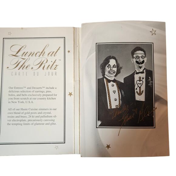 NEW1993 Lunch at the Ritz  on Menu Card Clip-On Statement Earrings - Picture 7 of 8